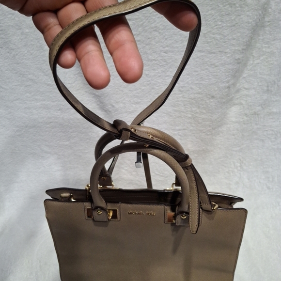 Michael Kors Taupe Satchel with Gold Accents - Picture 5 of 12